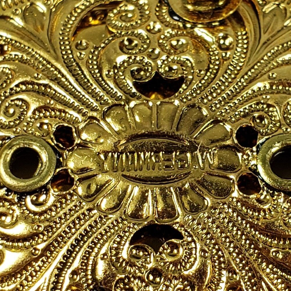 Vintage West Germany Oval Gold Tone Faux Pearl Courting Couple Brooch - Picture 12 of 13